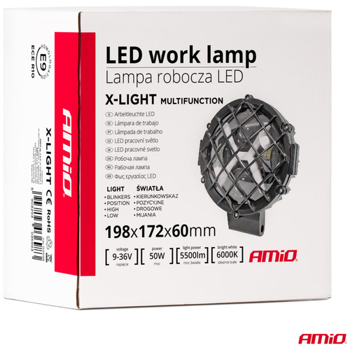 ΠΡΟΒΟΛΕΑΣ ΕΡΓΑΣΙΑΣ ΣΤΡΟΓΓΥΛΟΣ X-LIGHT 5.500lm 9>36V 60W 6.000K 9 led Φ170x170x65mm 4 ΧΡΗΣΕΩΝ ΑΜΙΟ - 1 ΤΕΜ.