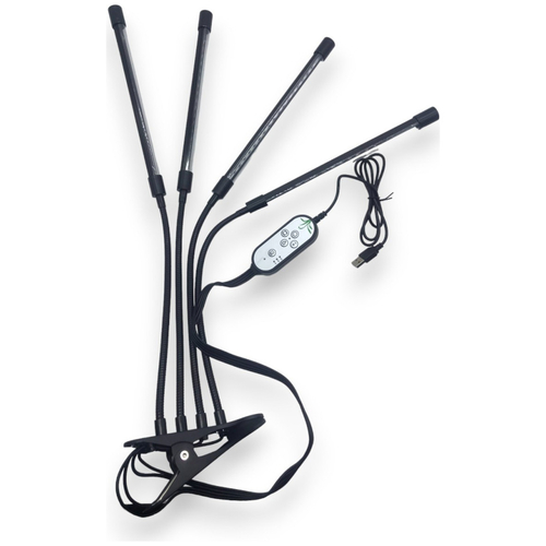 100497 Grow Light LED Ανάπτυξης Φυτών Γλάστρας με 4 Κινούμενες Κεφαλές & Βάση Μανταλάκι