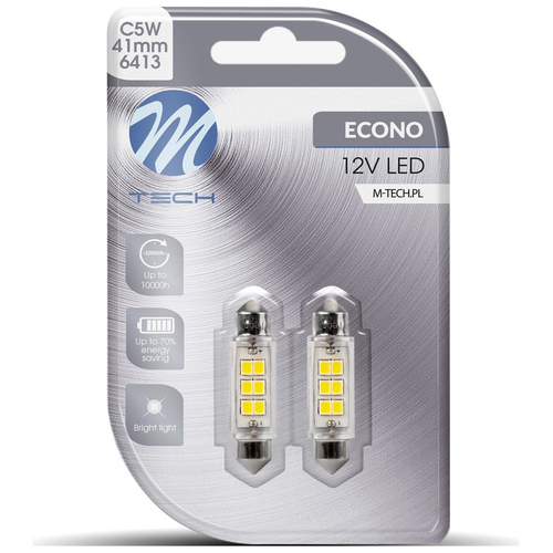 ΛΑΜΠΑΚΙΑ ΠΛΑΦΟΝΙΕΡΑΣ C5W 24V SV8,5 41mm 6xSMD2835 LED ΛΕΥΚΟ ECONO BLISTER  M-TECH - 2 Τεμ.