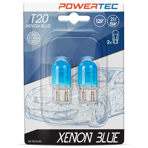 W21/5W (T20) 12V POWERTEC XENON BLUE M-TECH - 2 τεμ.