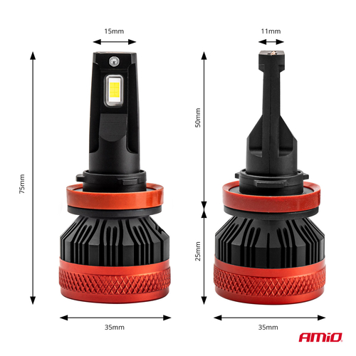 ΛΑΜΠΕΣ LED CAN-BUS H8/9/11 9>16V 90W 6.500K 9900lm (ΜΕ ΑΝΕΜΙΣΤΗΡΑΚΙ) X3 SERIES AMIO - 2 Τεμ.