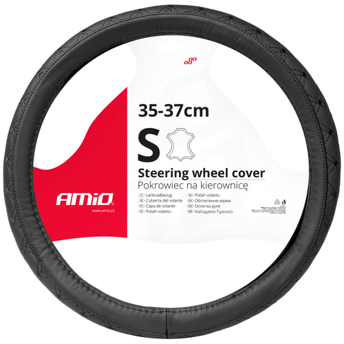 ΚΑΛΥΜΜΑ ΤΙΜΟΝΙΟΥ ΑΠΟ ΔΕΡΜΑ (S) 35-37cm SWC-51-S ΣΕ ΜΑΥΡΟ ΧΡΩΜΑ ΜΕ ΜΑΥΡΕΣ ΡΑΦΕΣ AMIO - 1 Τεμ.