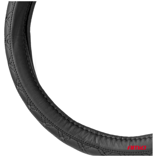 ΚΑΛΥΜΜΑ ΤΙΜΟΝΙΟΥ ΑΠΟ ΔΕΡΜΑ (S) 35-37cm SWC-51-S ΣΕ ΜΑΥΡΟ ΧΡΩΜΑ ΜΕ ΜΑΥΡΕΣ ΡΑΦΕΣ AMIO - 1 Τεμ.