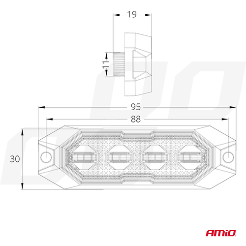 ΣΤΡΟΜΠΟ 12/24V 4xSMD LED 12W (4x3W) R65 R10 IP6K9K 95x30mm ΑΜΙΟ - 1 ΤΕΜ.