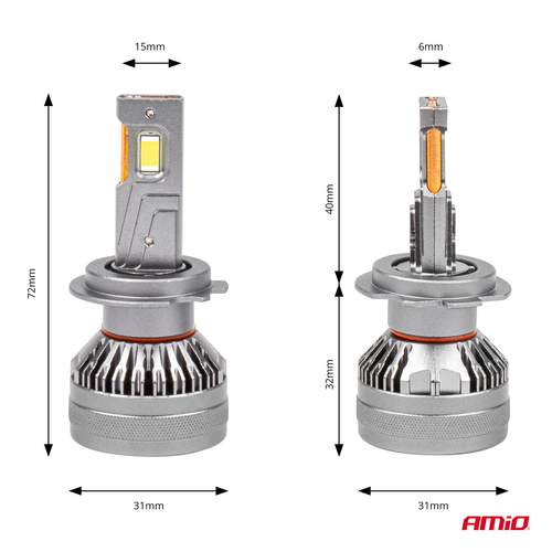 ΛΑΜΠΕΣ H7 9>48V 6.500K 4.500lm 50W HP SERIES LED CAN-BUS (ΜΕ ΨΥΚΤΡΑ AMIO - 1 Τεμ.
