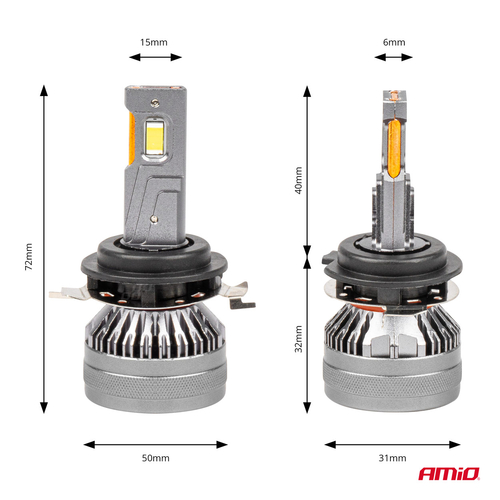 ΛΑΜΠΕΣ H7-1 9>48V 6.500K 4.500lm 50W HP SERIES LED CAN-BUS ΜΕ ΨΥΚΤΡΑ AMIO - 2 Τεμ.