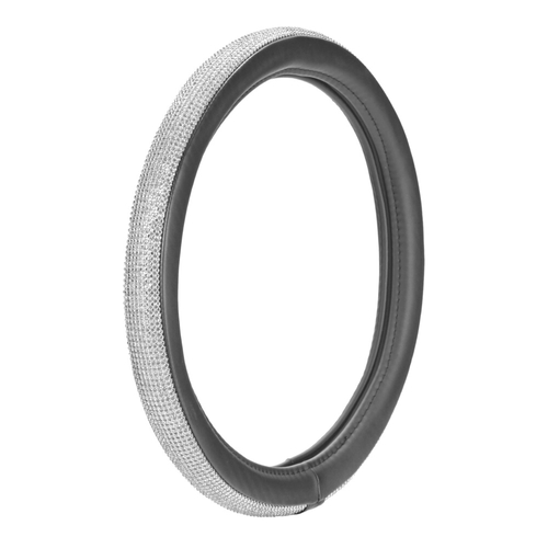ΚΑΛΥΜΜΑ ΤΙΜΟΝΙΟΥ DIAMONDS SILVER (Μ) 37/39cm ΣΥΝΘΕΤΙΚΟ ΔΕΡΜΑ SKEENTEX ΜΑΥΡΟ/ΑΣΗΜΙ LAMPA  - 1 ΤΕΜ.