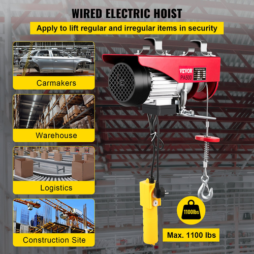 VEVOR Lift Electric Hoist 550Lbs/1100Lbs Electric Hoist 220V Overhead Crane Lift Electric Wire Hoist Τηλεχειριστήριο | VEVOR GR
