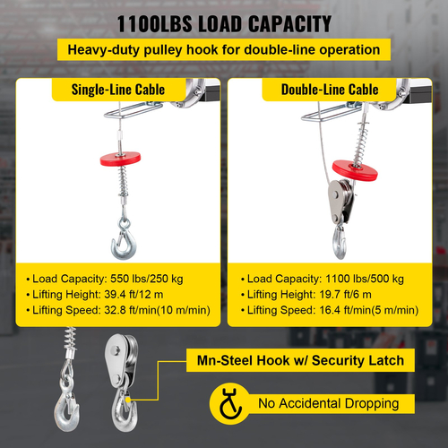 VEVOR Lift Electric Hoist 550Lbs/1100Lbs Electric Hoist 220V Overhead Crane Lift Electric Wire Hoist Τηλεχειριστήριο | VEVOR GR