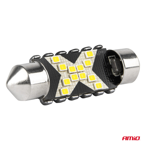 ΛΑΜΠΑΚΙΑ ΠΛΑΦΟΝΙΕΡΑΣ 41mm 12/24V C5W 5500K 12xSMD 2016 CAN-BUS FESTOON (ΛΕΥΚΟ) ΑΜΙΟ - 2 ΤΕΜ.