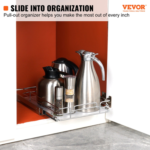 VEVOR 11&quot; Π x 21&quot; D Pull Out Organizer ντουλαπιών, Ράφια βαρέως τύπου Slide Out, Συρτάρια από επιχρωμιωμένο ατσάλι, Συρόμενο συρτάρι αποθήκευσης για το σπίτι, εσωτερικό ντουλάπι κουζίνας, μπάνιο, κάτω από νεροχύτη