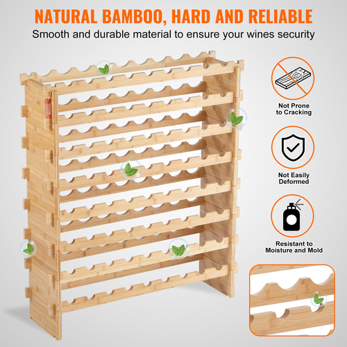 VEVOR 72 Bottle Upgrade Modular Rack Wine Rack Bamboo Wood Display Ράφι 8 επιπέδων