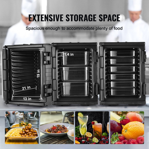 Βάση μεταφοράς φαγητού VEVOR Insulated, Hot Box 82 Qt για Catering, LLDPE Food Box Carrier με διπλές πόρπες, θερμαντήρας φαγητού εμπρός φόρτωσης με λαβές, στοιβαζόμενος τελικός φορτωτής για εστιατόριο, καντίνα κ.λπ. Bla