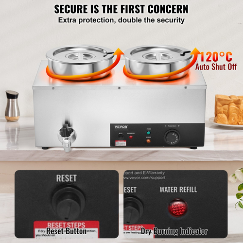 VEVOR Commercial Soup Warmer Soup Station with 2*7,4 Qt Pot Soup Kettle Warmer