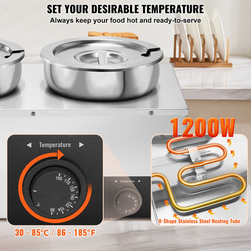 VEVOR Commercial Soup Warmer Soup Station with 3*7,4Qt Pot Soup Bettle Warmer
