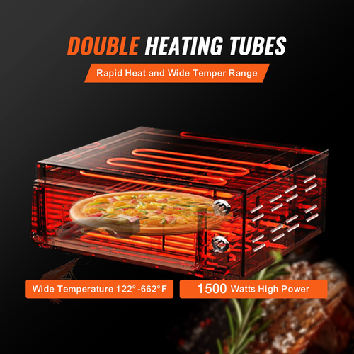 VEVOR Ηλεκτρικός Πάγκος Φούρνος Πίτσας 12&quot; 1500W Ρυθμιζόμενη θερμοκρασία 0-120 λεπτά Χρονοδιακόπτης