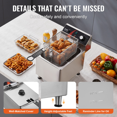 VEVOR Commercial Electric Deep Fryer 3100W 9L από ανοξείδωτο ατσάλι Αναβάθμιση 200°C