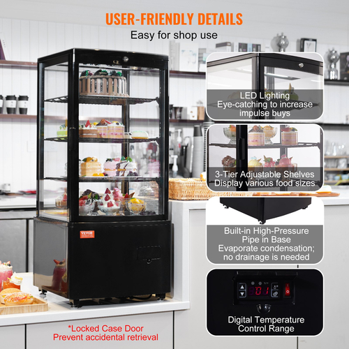 Ψυγειοθήκη VEVOR Βιτρίνα Ψυγείου Bakery Display Θήκη Ψυγείου 3 cu.ft/85L 3-Tier