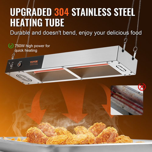 VEVOR French Fry Food Warmer Electric Strip Chip Warming Light Station Steel