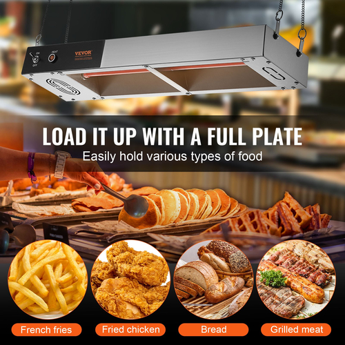 VEVOR French Fry Food Warmer Electric Strip Chip Warming Light Station Steel