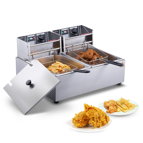 VEVOR Commercial Electric Deep Fryer Countertop Deep Fryer Διπλές αποσπώμενες δεξαμενές