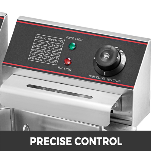 VEVOR Commercial Deep Fryer 12L Electric Fryer 5000W Twin Basket YB-82 Dual Tank Electric Deep Fryer Πάγκος από ανοξείδωτο χάλυβα Γαλλική τηγανιά για εμπορικές χρήσεις