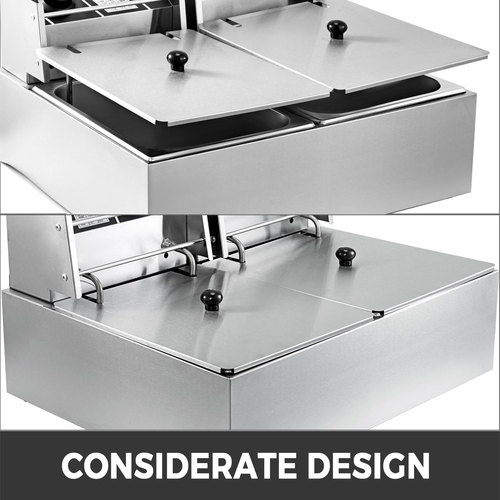 VEVOR Commercial Deep Fryer 12L Electric Fryer 5000W Twin Basket YB-82 Dual Tank Electric Deep Fryer Πάγκος από ανοξείδωτο χάλυβα Γαλλική τηγανιά για εμπορικές χρήσεις