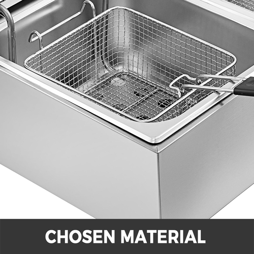 VEVOR Commercial Deep Fryer 12L Electric Fryer 5000W Twin Basket YB-82 Dual Tank Electric Deep Fryer Πάγκος από ανοξείδωτο χάλυβα Γαλλική τηγανιά για εμπορικές χρήσεις