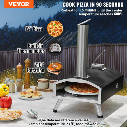 VEVOR 12&quot; Υπαίθριος Φούρνος Πίτσας Φορητός Φορητός Ξύλος Πέλλετ Πίτσας Φούρνος Σίδερο Σπρέι Κάμπινγκ
