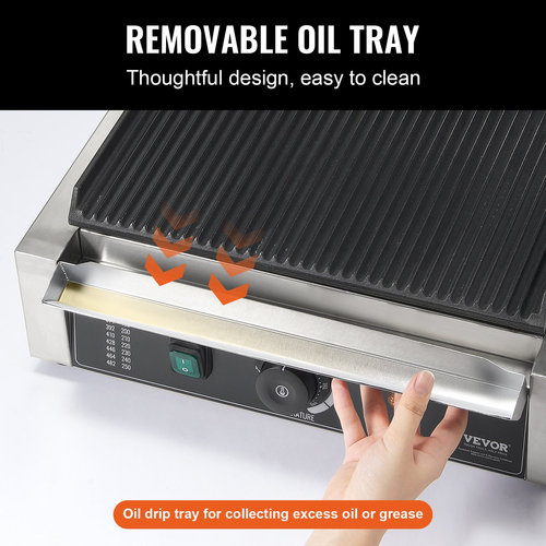 VEVOR Εμπορική σχάρα Panini Press Grill Electric Sandwich Maker Griddle Plate 14&quot;x9