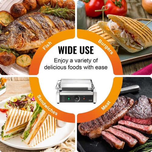 VEVOR Εμπορική σχάρα Panini Press Grill Electric Sandwich Maker Griddle Plate 14&quot;x9