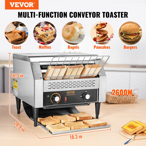 VEVOR Commercial Conveyor Toaster 450 Slices/Hour Commercial Toaster Heavy Duty