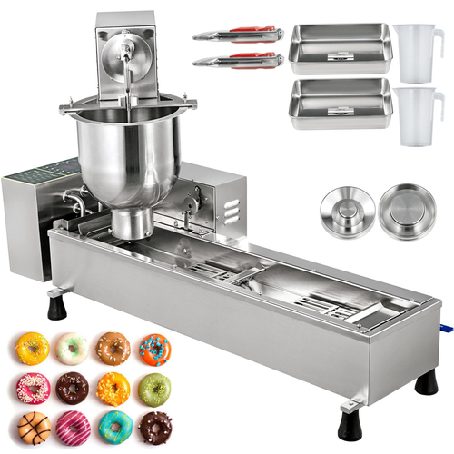 VEVOR Automatic Donut Maker Machine Single Row, Automatic Donut Maker 7L Hopper Commercial Donut Maker with 3 Sizes Molds Commercial Donut Maker Machine 304 Inox Steel Automatic Donut Machine