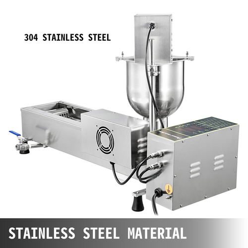 VEVOR Automatic Donut Maker Machine Single Row, Automatic Donut Maker 7L Hopper Commercial Donut Maker with 3 Sizes Molds Commercial Donut Maker Machine 304 Inox Steel Automatic Donut Machine