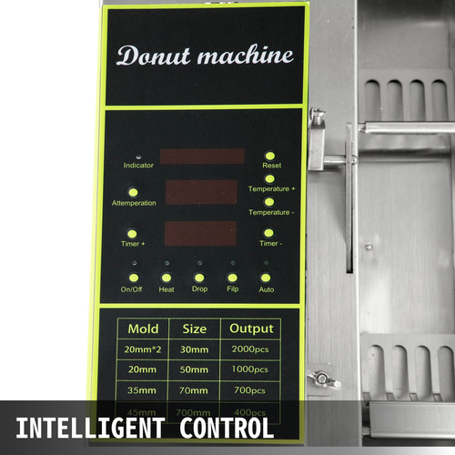VEVOR Automatic Donut Maker Machine Single Row, Automatic Donut Maker 7L Hopper Commercial Donut Maker with 3 Sizes Molds Commercial Donut Maker Machine 304 Inox Steel Automatic Donut Machine