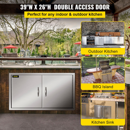 Vevor 39&quot;x 26&quot; από ανοξείδωτο ατσάλι με διπλό τοίχο μπάρμπεκιου Door Island Outdoor for Kitchen