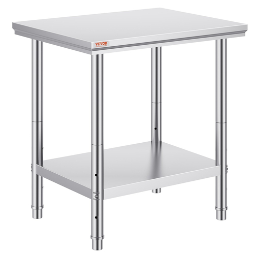 VEVOR Τραπέζι εργασίας 24 x 30 x 32 ίντσες NSF Τραπέζι εργασίας από ανοξείδωτο ατσάλι για επαγγελματική κουζίνα Prep πάγκος εργασίας 60X76X80cm με κάτω ράφι Τραπέζι εργασίας Silvery for Commercial Kitchen Restaurant