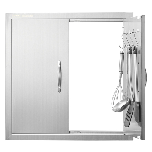 VEVOR BBQ Access Door, 610x610 mm Διπλή Πόρτα Εξωτερικής Κουζίνας, Πόρτα από ανοξείδωτο ατσάλι Flush Mount, Διπλό τοίχωμα Κάθετη Πόρτα με χερούλια και γάντζους, για BBQ Island, Ψητοπωλείο, Εξωτερικό ντουλάπι