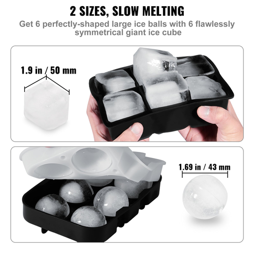 VEVOR Ice Ball Maker Δίσκος σιλικόνης για παγάκια με καπάκι 2 συσκευασίες κοκτέιλ ουίσκι