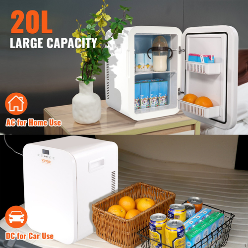 Μίνι Ψυγείο VEVOR, Προσωπικό Ψυγείο 20L/22 Κουτιά, Φορητό θερμοηλεκτρικό ψυγείο AC/DC και θερμότερα ψυγεία, Ψυγείο περιποίησης δέρματος για ποτά, σνακ, σπίτι, γραφείο και αυτοκίνητο, με λίστα CE (Λευκό)