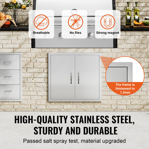 VEVOR 660x609 mm BBQ Island Access Πόρτα Εξωτερική Πόρτα Κουζίνας από ανοξείδωτο χάλυβα