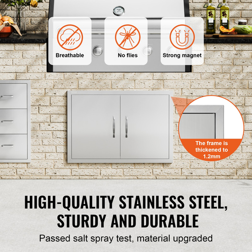 VEVOR 774x533 mm BBQ Island Access Πόρτα Εξωτερική Πόρτα Κουζίνας από ανοξείδωτο χάλυβα