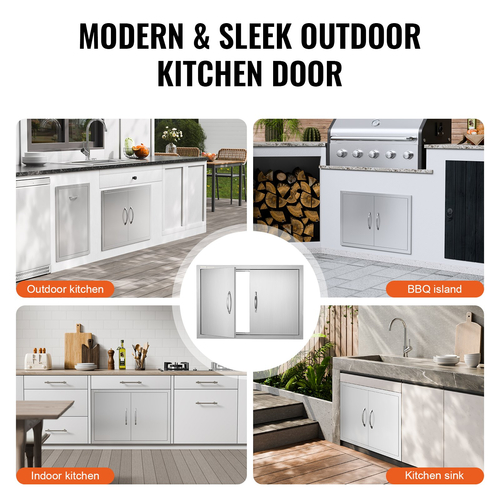 VEVOR 774x533 mm BBQ Island Access Πόρτα Εξωτερική Πόρτα Κουζίνας από ανοξείδωτο χάλυβα