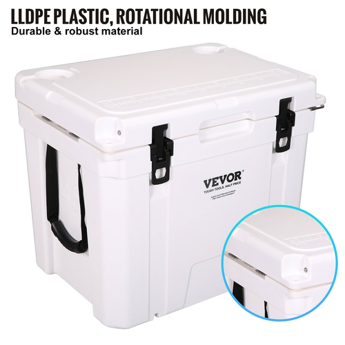 Φορητό ψυγείο VEVOR Insulated, 45 qt, Χωράει 45 δοχεία, Σκληρός ψύκτης συγκράτησης πάγου με λαβή βαρέως τύπου, κουτί μεσημεριανού γεύματος πάγου για κάμπινγκ, παραλία, πικνίκ, ταξίδια, εξωτερικούς χώρους, διατηρεί τον πάγο έως και 6 ημέρες