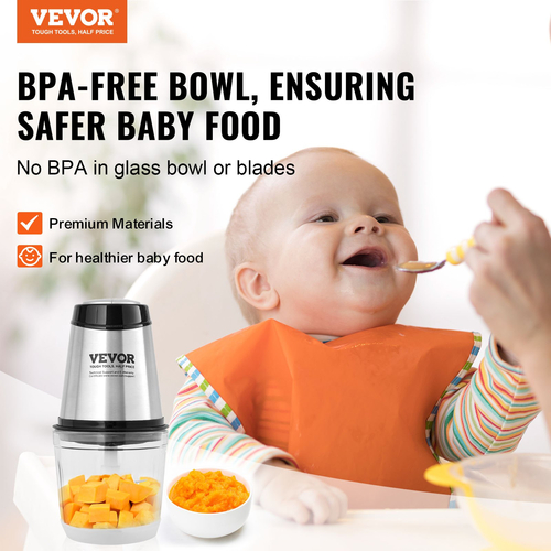 VEVOR Electric Food Chopper Επεξεργαστής φαγητού 2,5 φλιτζάνι γυάλινο μπολ Μίξερ κρεατομηχανής