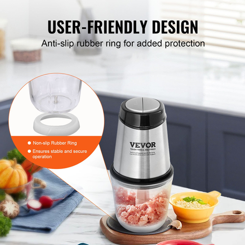 VEVOR Electric Food Chopper Επεξεργαστής φαγητού 2,5 φλιτζάνι γυάλινο μπολ Μίξερ κρεατομηχανής