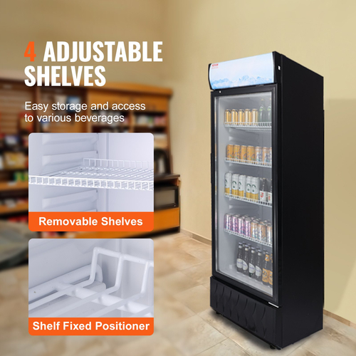 VEVOR Commercial Merchandiser Refrigerator Cooler 9,7 Cu.Ft /275L with 4 Shelve