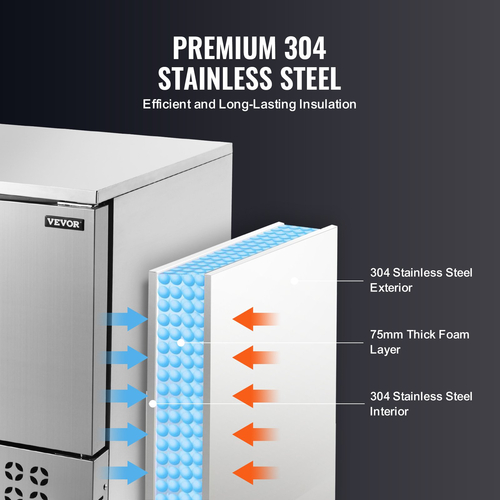 VEVOR 114L Commercial Blast Freezer 5 Δίσκοι Blast Chiller Chiller Τζελατάκι με θαλασσινά