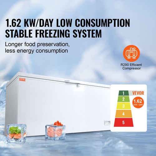 VEVOR Chest Freezer 17,2 cu.ft / 488 L Large Deep Freezer &amp; 4 αφαιρούμενα καλάθια