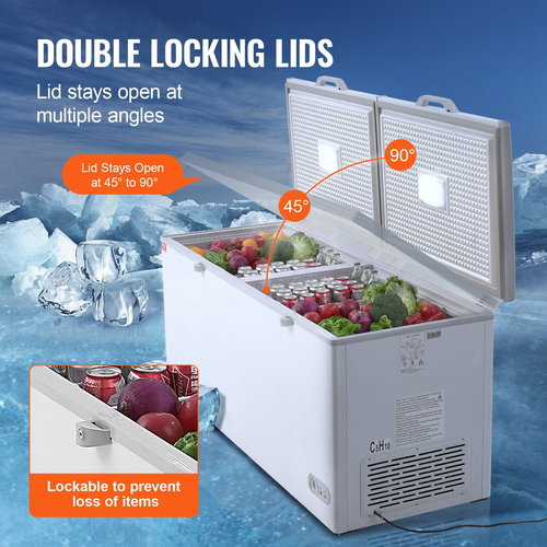 VEVOR Chest Freezer 19,8 cu.ft / 561 L Μεγάλη κατάψυξη &amp; 4 αφαιρούμενα καλάθια